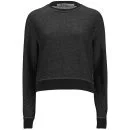T by Alexander Wang Women's Cotton Twill French Terry Cropped Sweatshirt - Black/Grey Image 1
