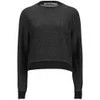 T by Alexander Wang Women's Cotton Twill French Terry Cropped Sweatshirt - Black/Grey - Image 1