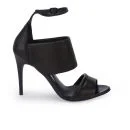 McQ Alexander McQueen Women's Croc Leather Heeled Sandals - Black