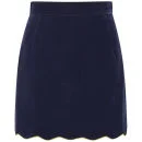 House of Holland Women's Velvet Scallop Mini Skirt - Navy