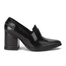 Purified Women's Fey Block Heeled Leather Shoes - Black Highshine