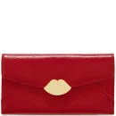 Lulu Guinness Women's Large Trifold Cross Hatched Leather Wallet - Red
