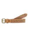 Maison Scotch Women's Braided Faux Leather Skinny Belt - Curry - Image 1