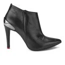 Love Moschino Women's Scarponcino Heeled Leather Ankle Boots - Black 