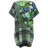 Emma Cook Women's Silk Kaftan Dress - Floral Check Green - Image 1