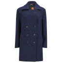 BOSS Orange Women's Leopard Print Wool Coat - 988 Navy