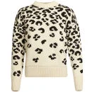 Joseph Women's Crew Neck Leopard Jacquard Sweater - Black/Ecru