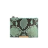Sophie Hulme Small Zip Snake Leather Pouch Wallet - Fluro Green - Image 1