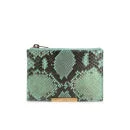 Sophie Hulme Small Zip Snake Leather Pouch Wallet - Fluro Green Image 1