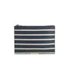 Sophie Hulme Large Zip Stripe Leather Pouch - Navy/Cream - Image 1