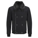 Versace Collection Men's Fur Collar Wool Jacket - Black Image 1