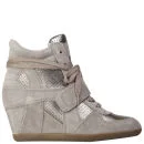 Ash Women's Bowie Suede Wedges Hi-Top Trainers - Stone/Piombo