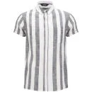 NEUW Men's Sharp Short Sleeved Shirt - Black Stripe Image 1