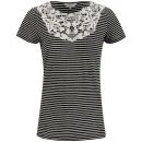 Great Plains Women's Sofia Stripe Lace T-Shirt - Black/Double Cream