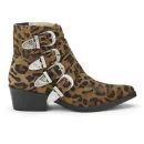 Toga Pulla Women's Leopard Print Suede Buckle Ankle Boots - Tan Image 1