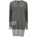 McQ Alexander McQueen Women's Knit V-Neck Patchwork Dress - Grey Melange Image 1