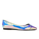McQ Alexander McQueen Women's Ada Punk Pointed Toe Leather Flat Shoes - Laser