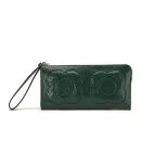 Orla Kiely Leather Flat Zip Wallet - Emerald Image 1