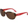 Calvin Klein Oval Sunglasses - Havana/Red - Image 1