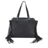 By Malene Birger Women's Braciona Leather Fringe Tote Bag - Black - Image 1