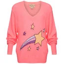 Wildfox Women's Shooting Star School Girl V Neck Sweater - Neon Sign