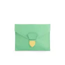 Sophie Hulme Large Spear Tab Leather Pouch - Fluro Green