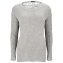 2NDDAY Women's Lurex Shredded Back Sweater - Light Grey Image 1