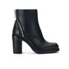 McQ Alexander McQueen Women's Nazrul Curved Zip Leather Heeled Ankle Boots - Black - Image 1