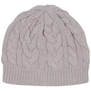 Johnstons of Elgin Cable Knit Cashmere Beanie Hat - Agate