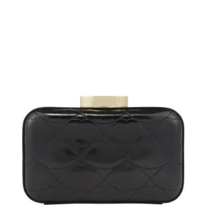 Lulu Guinness Quilted Lips Patent Leather Fifi Leather Clutch - Black