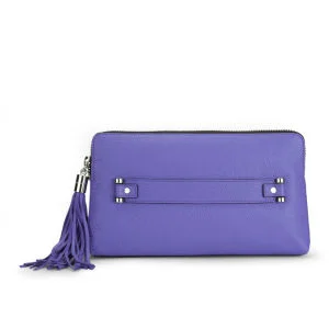 MILLY Astor Pebble Hand Through Leather Clutch - Blue Image 1
