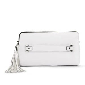 MILLY Astor Pebble Hand Through Leather Clutch - White Image 1