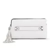 MILLY Astor Pebble Hand Through Leather Clutch - White - Image 1