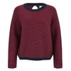 Folk Women's Slouch Crew Knitted Jumper with Open Back Detail - Red/Navy - Image 1