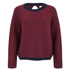 Folk Women's Slouch Crew Knitted Jumper with Open Back Detail - Red/Navy