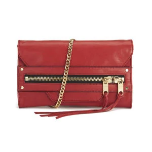 MILLY Riley Leather Clutch Bag - Red Image 1