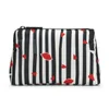 Lulu Guinness Lips and Stripes T-Seam Pouch - Black/White/Red - Image 1