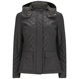 Matchless Women's Cambridge Quilted Wax Jacket with Hood - Black