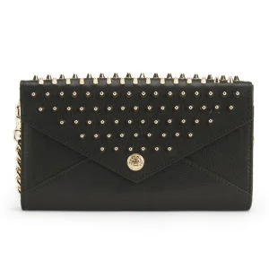 Rebecca Minkoff Leather Wallet on a Chain with Studs - Black