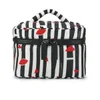 Lulu Guinness Lips and Stripes Vanity Case - Black/White/Red - Image 1