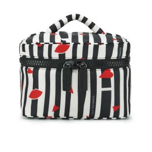 Lulu Guinness Lips and Stripes Vanity Case - Black/White/Red Image 1