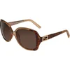 Fendi Oversized Rectangle Sunglasses - Leopard Brown - Image 1
