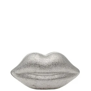 Lulu Guinness Glittery Silver Lips Perspex Clutch - Silver Image 1
