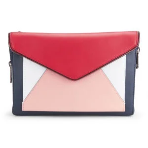 Rebecca Minkoff Marlowe Oxford Colour Block Zip Leather Cross Body Bag - Oxford (Red/Navy) Image 1