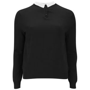 Carven Women's Knit Jumper with Shirt Collar - Black Image 1