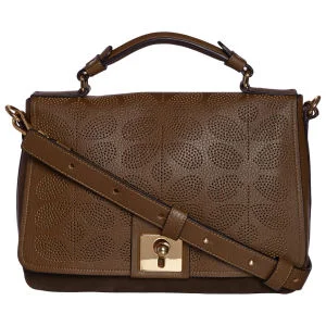 Orla Kiely Women's Sixties Stem Punched Leather Rosemary Bag - Olive Image 1