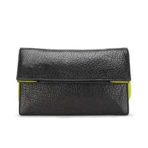 McQ Alexander McQueen Women's Small Leather Clutch Bag - Black/Lime