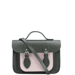 The Cambridge Satchel Company 11 Inch Leather Satchel - Olive/Peach Pink Image 1