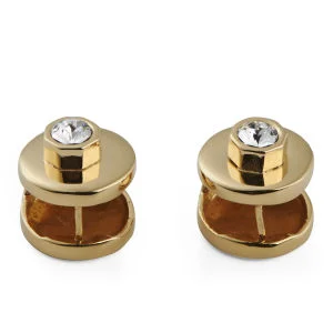 Maria Francesca Pepe Encrusted Swarovski Round Earrings - Gold/Crystal