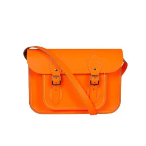 The Cambridge Satchel Company 11 Inch Fluoro Leather Satchel - Fluorescent Orange Image 1